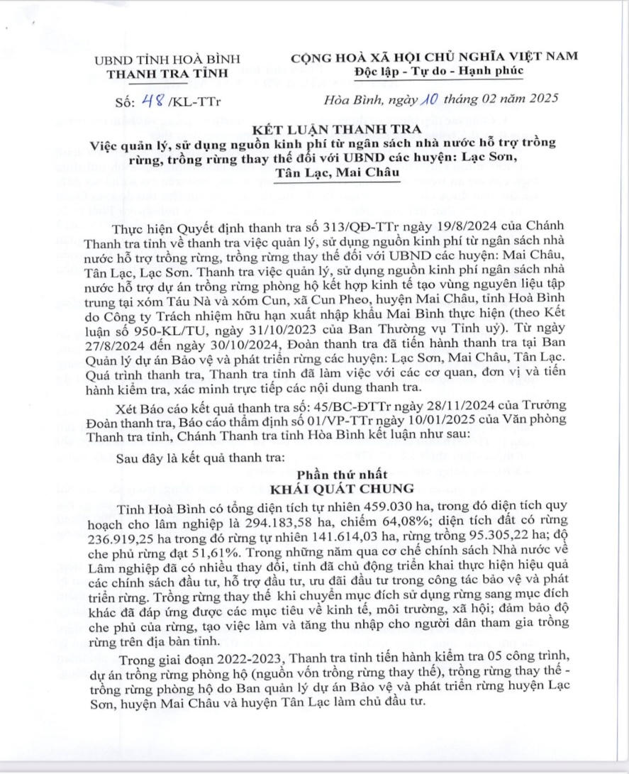 Chi sai gần 300 triệu đồng trong 5 dự án trồng rừng ở Hòa Bình