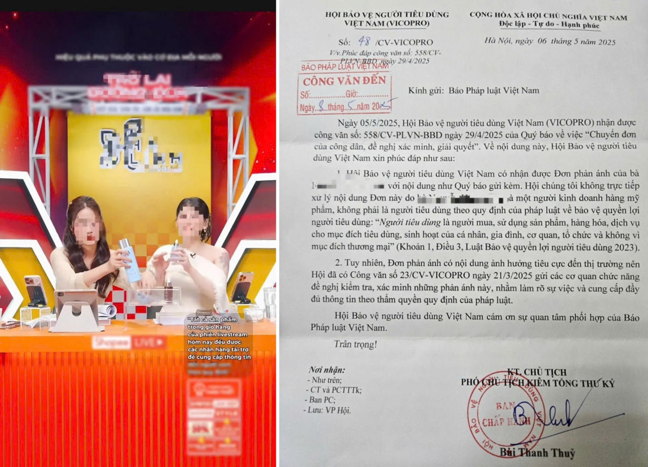 Một trường hợp bị phản ánh 'livestream bán hàng phá giá': Hội Bảo vệ người tiêu dùng Việt Nam có văn bản trả lời
