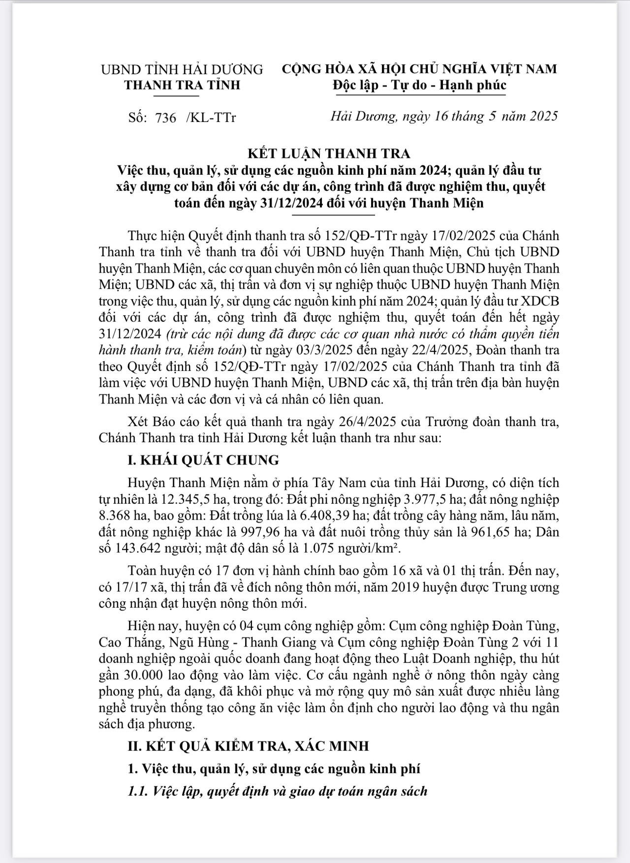 Huyện Thanh Miện (Hải Dương): Có vi phạm trong quản lý đầu tư xây dựng cơ bản 