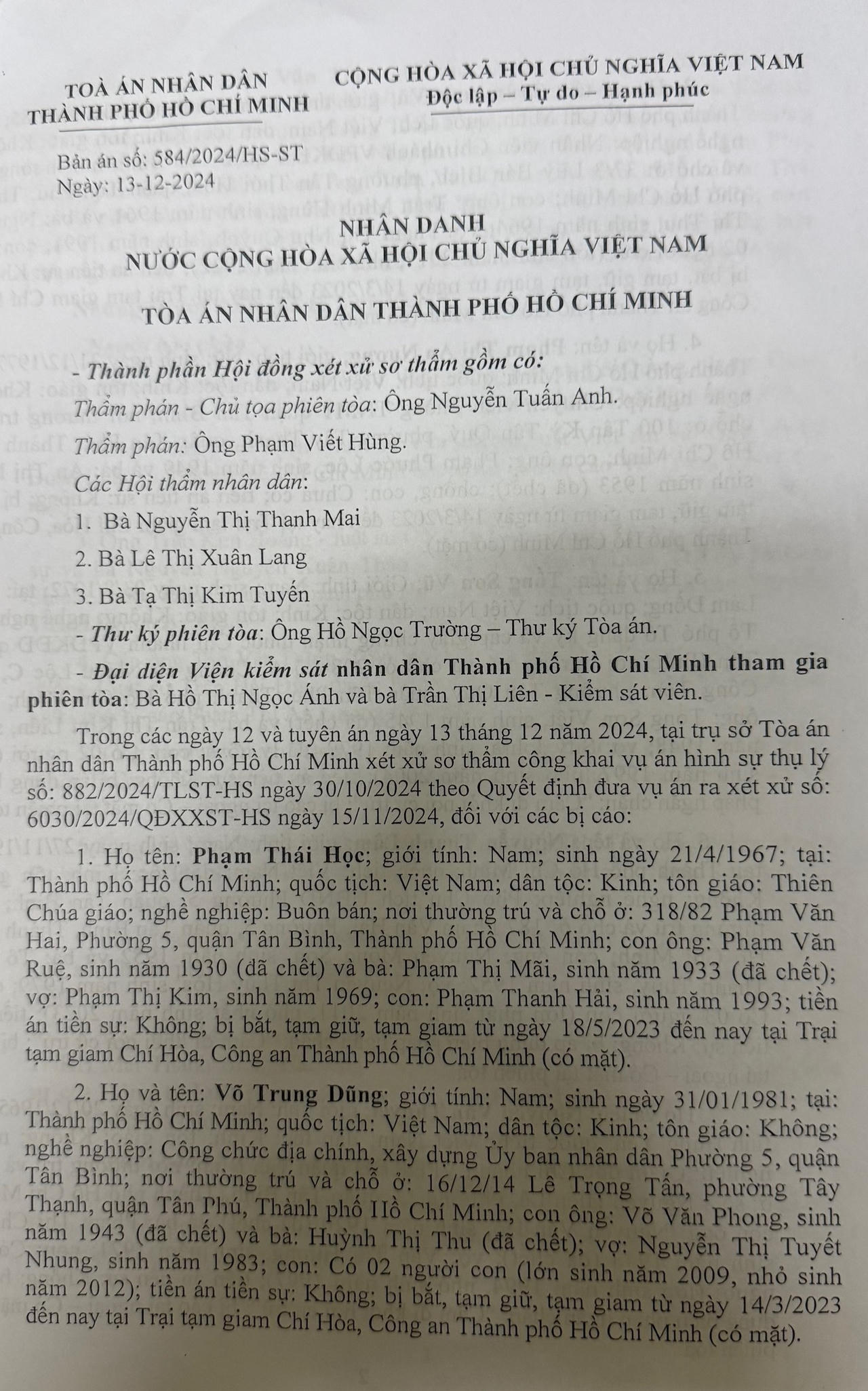 TP Hồ Chí Minh: Tranh luận vụ án cán bộ phường không biết nhà đất trên địa bàn là tài sản công
