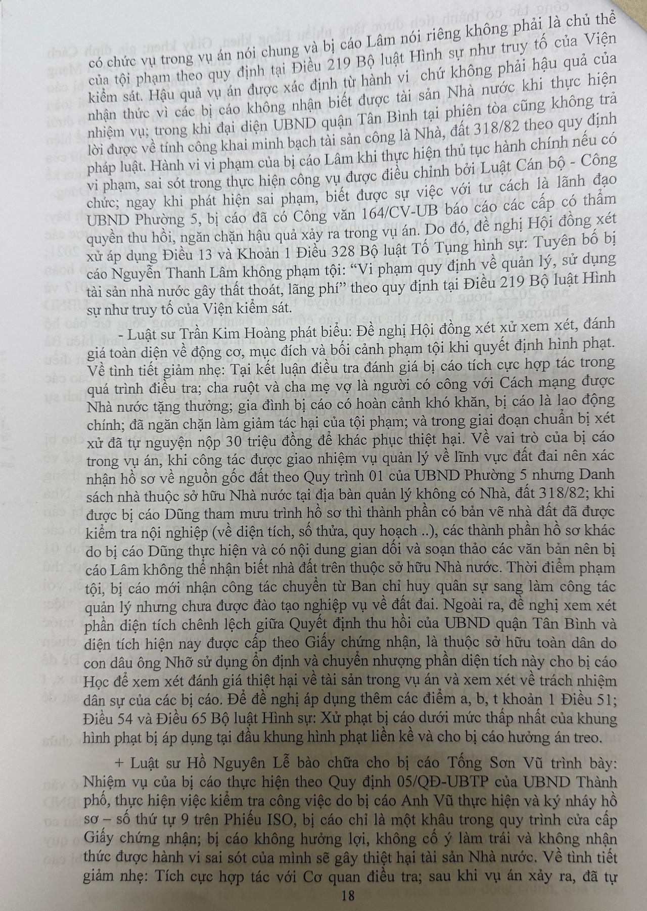 TP Hồ Chí Minh: Tranh luận vụ án cán bộ phường không biết nhà đất trên địa bàn là tài sản công