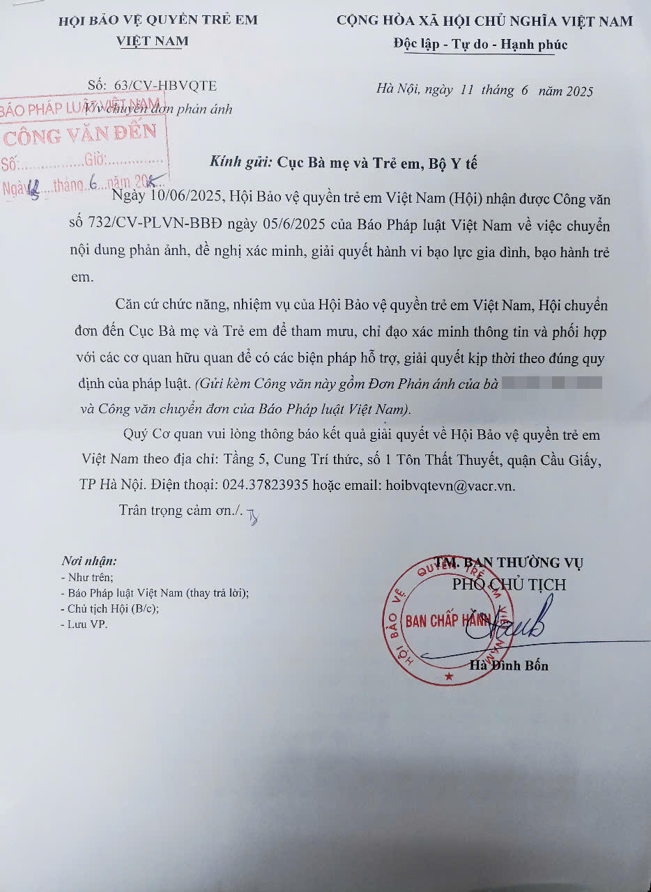 Nghi vấn bé gái 9 tuổi bị bạo lực gia đình tại Hà Nội: Hội Bảo vệ quyền trẻ em Việt Nam vào cuộc