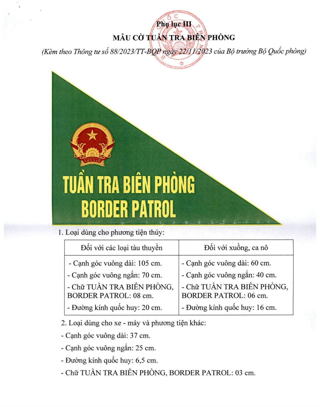 Mẫu mới cờ hiệu, phù hiệu của Bộ đội Biên phòng áp dụng từ ngày 6/1/2024