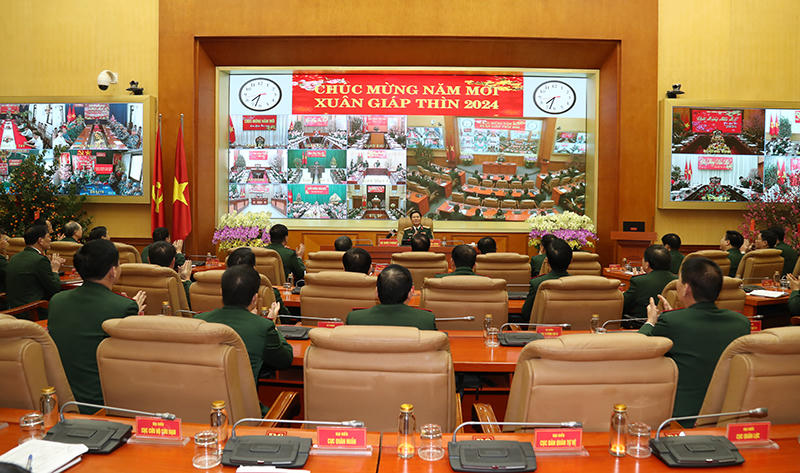 Thượng tướng Nguyễn Tân Cương chủ trì Hội nghị Giao ban trực tuyến và chúc Tết toàn quân