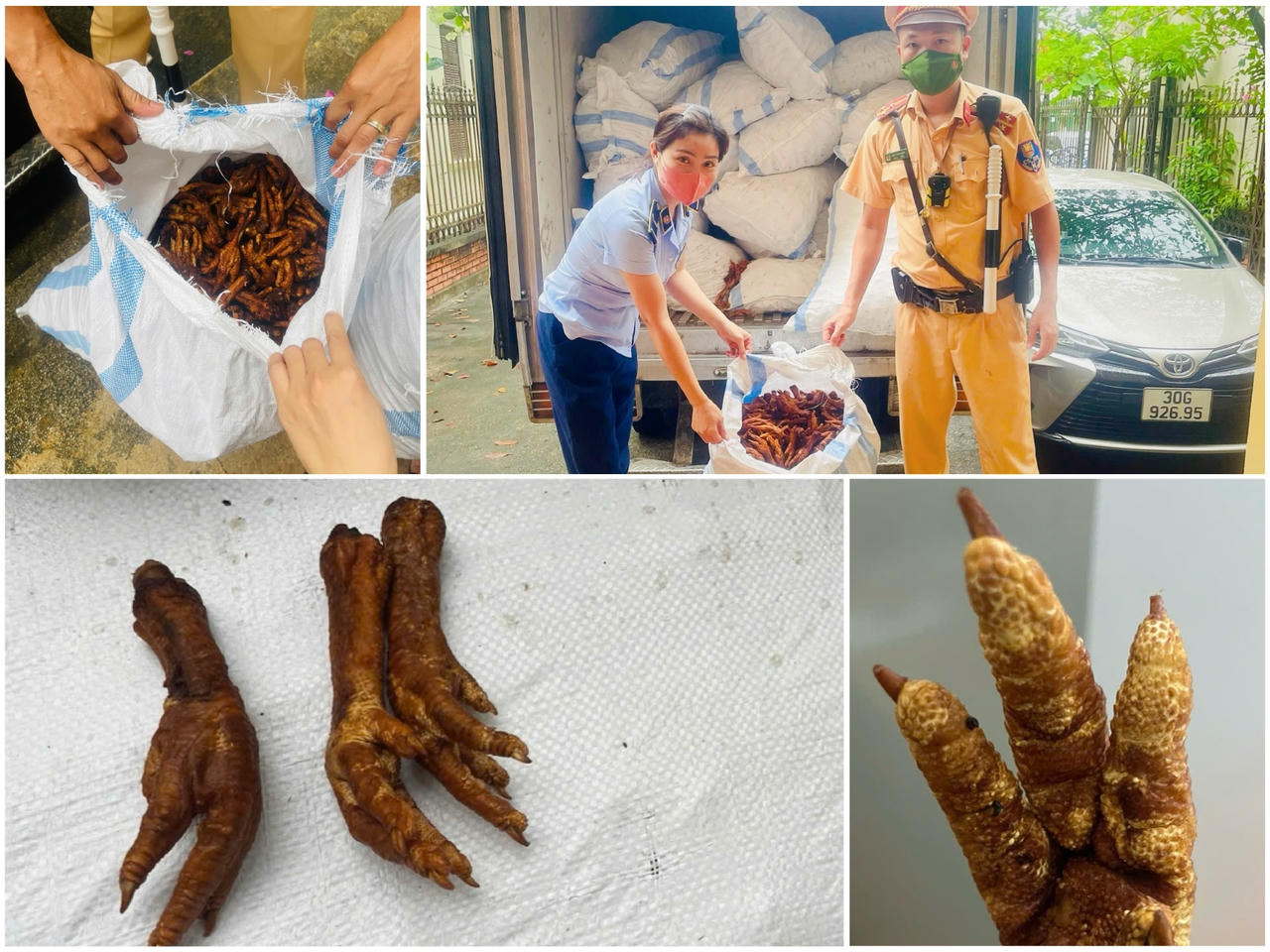 Phát hiện hơn 1,4 tấn chân gà không rõ nguồn gốc chuyển về Hà Nội tiêu thụ