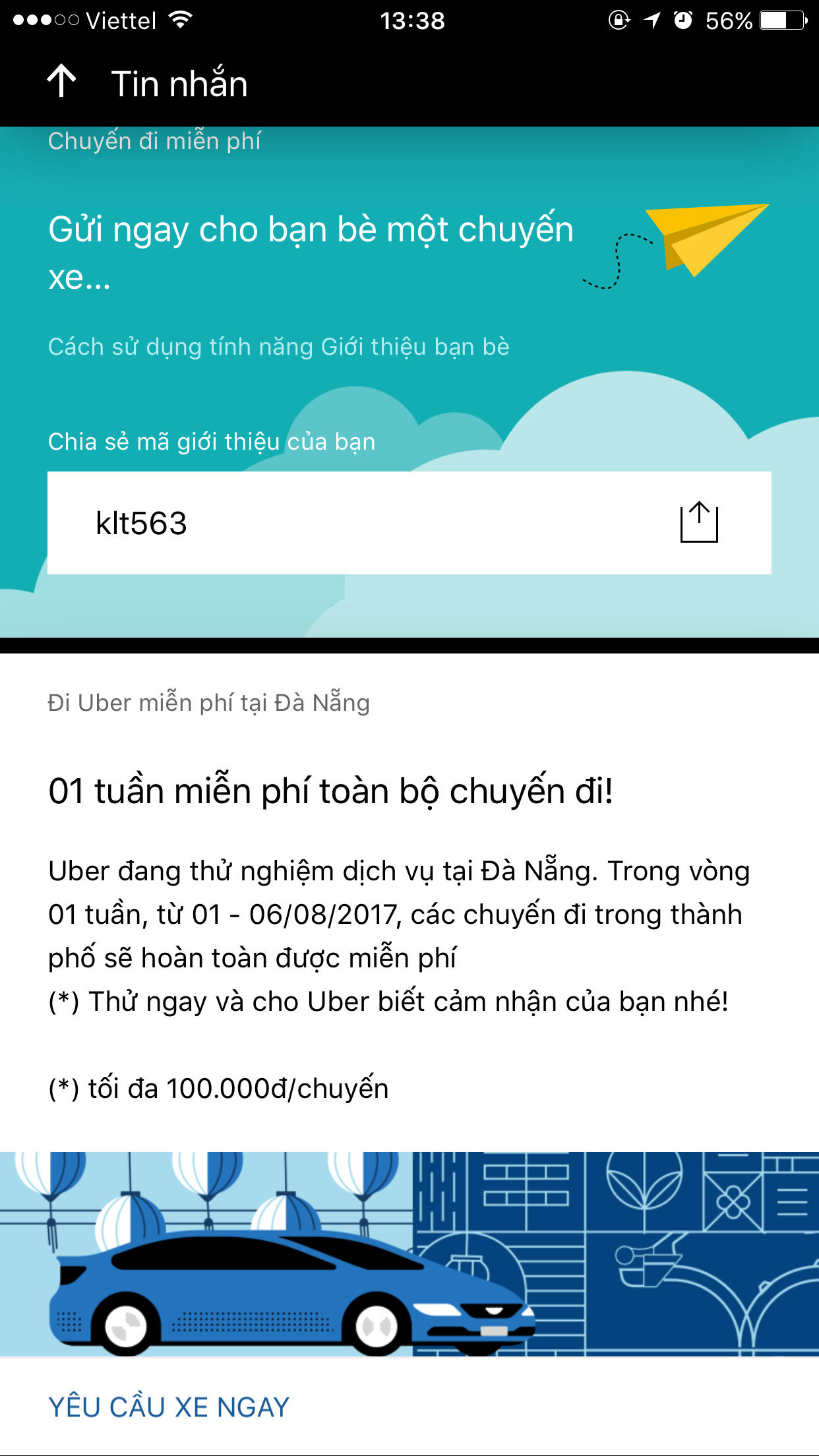 Bác thông tin dịch vụ Uber được triển khai tại Đà Nẵng