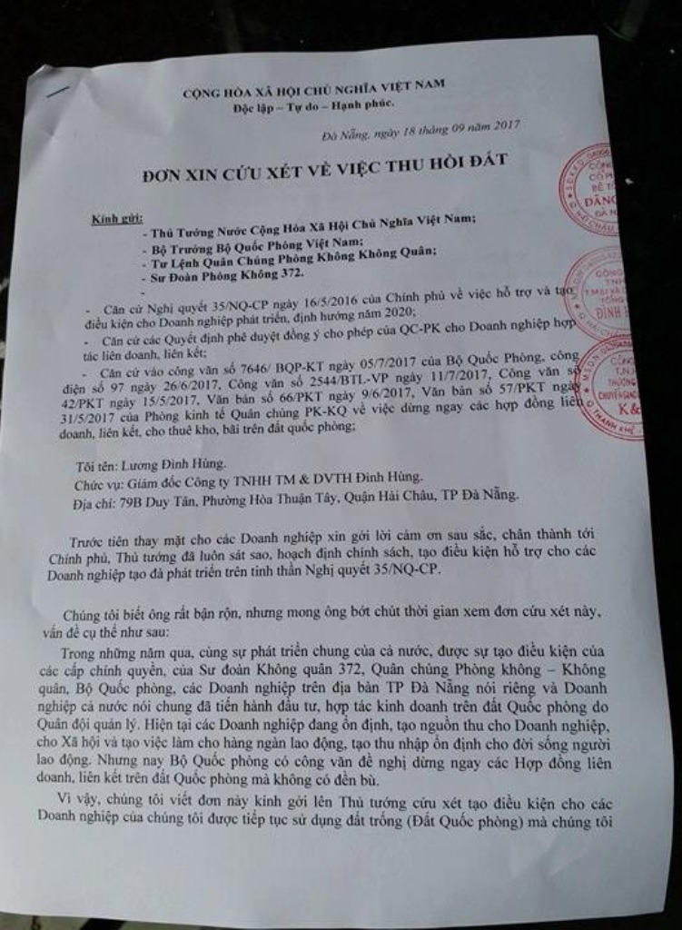 Đà Nẵng: Doanh nghiệp sốc với quyết định thu hồi đất quốc phòng cho thuê làm kinh tế 