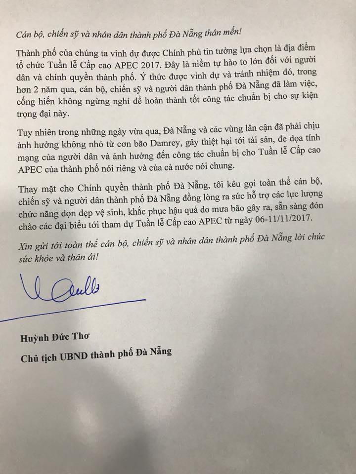 Chủ tịch Đà Nẵng kêu gọi người dân chung tay khắc phục hậu quả mưa bão
