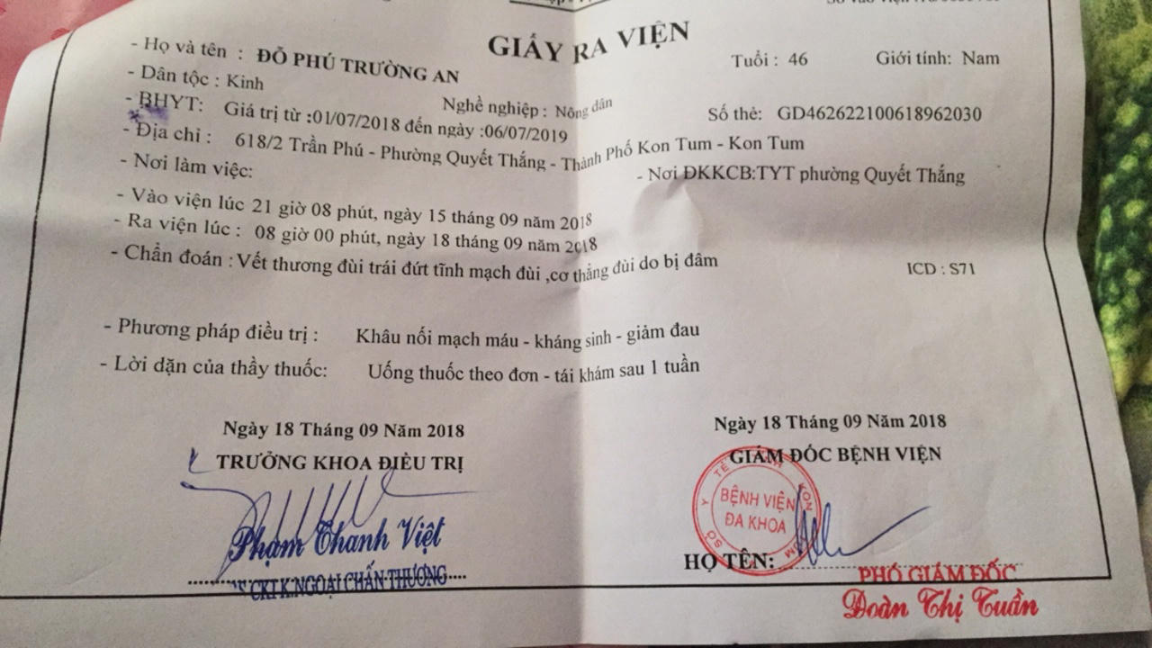 Kon Tum: Nguyên cán bộ Viện kiểm sát tỉnh bị “tố” dùng hung khí đâm người gây thương tích