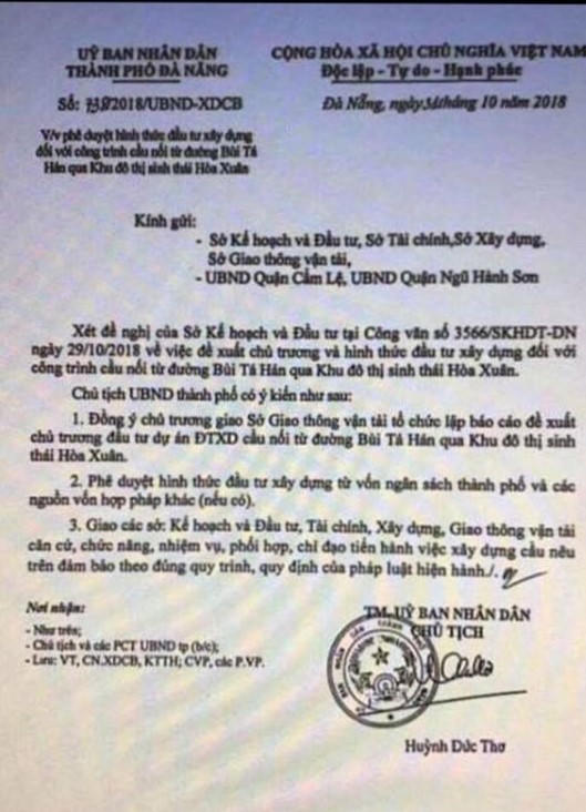 Giả văn bản chủ tịch TP. Đà Nẵng để 'thổi' giá đất 