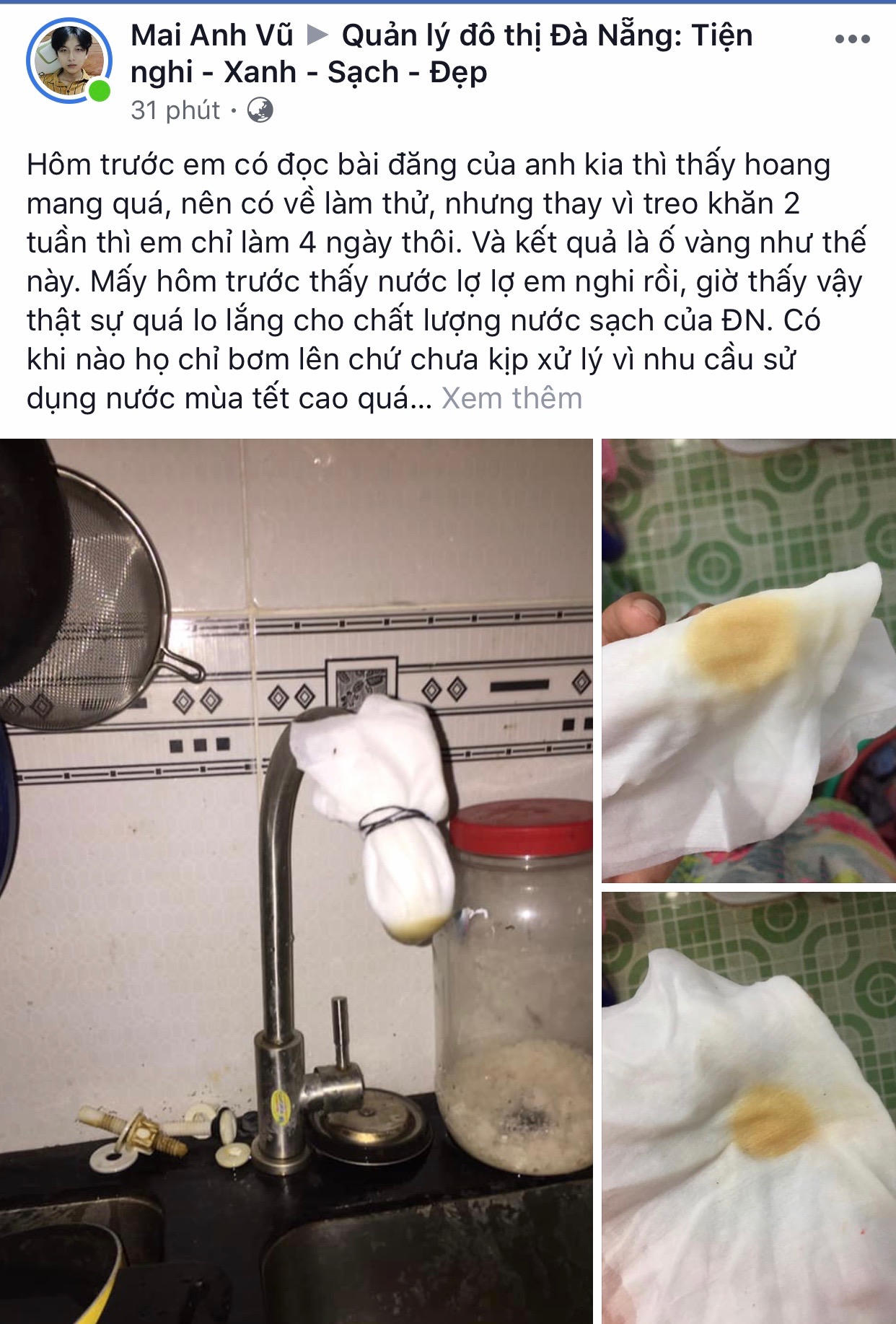 Người Đà Nẵng bất an vì nguồn nước sinh hoạt đóng cặn, có vị lợ