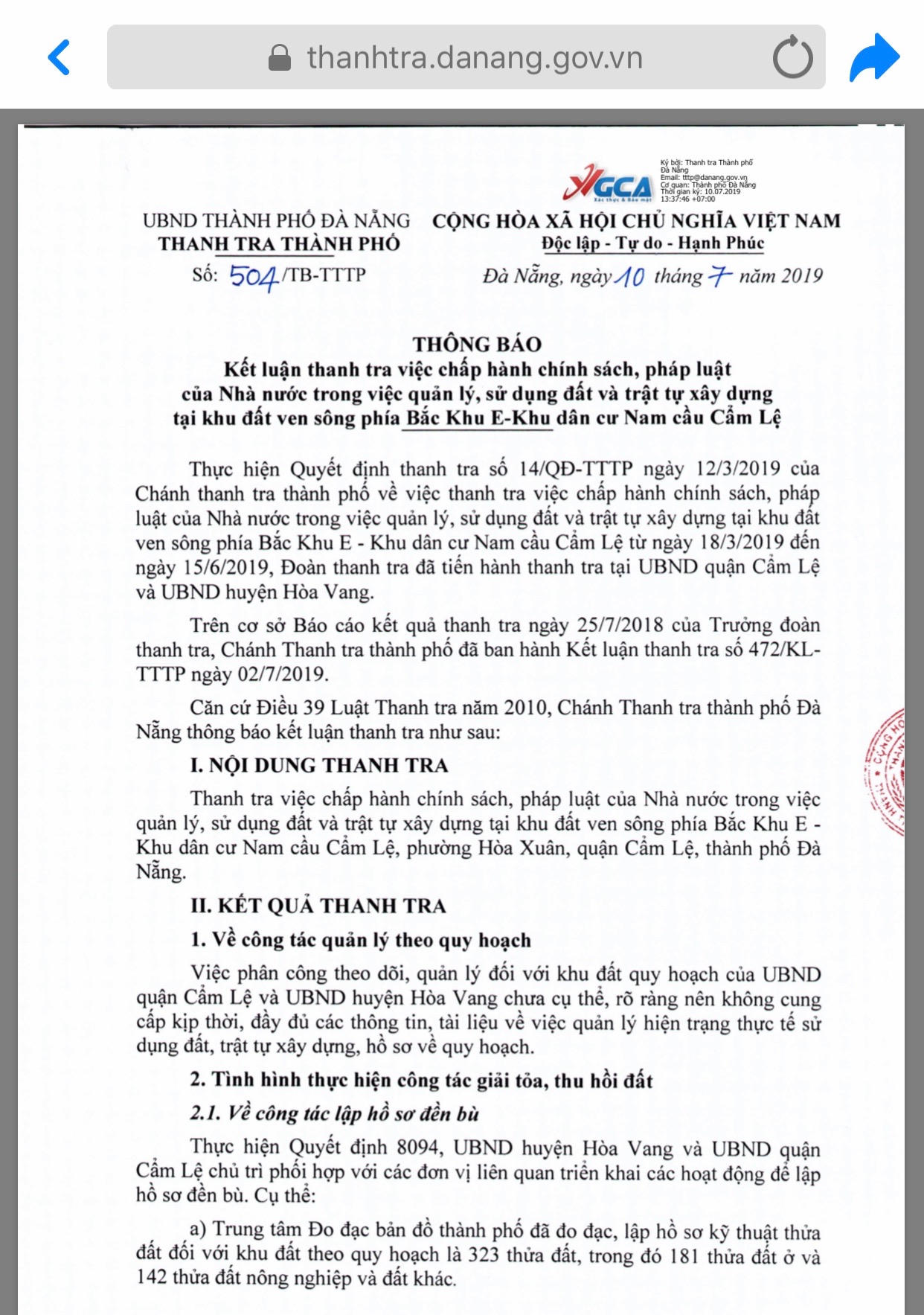 Thanh tra Đà Nẵng đề nghị kiểm điểm loạt cán bộ để xảy ra sai phạm trong quản lý đất