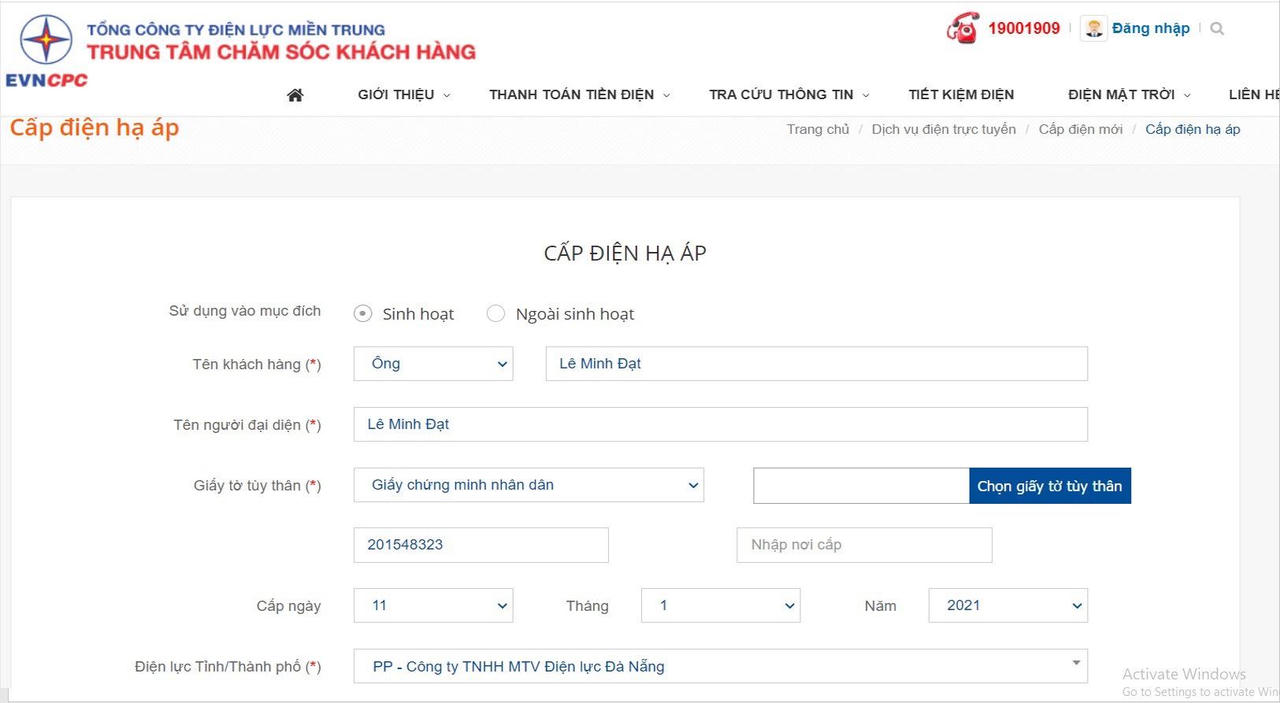 EVNCPC hoàn thành hồ sơ cấp điện mới trong 1 ngày