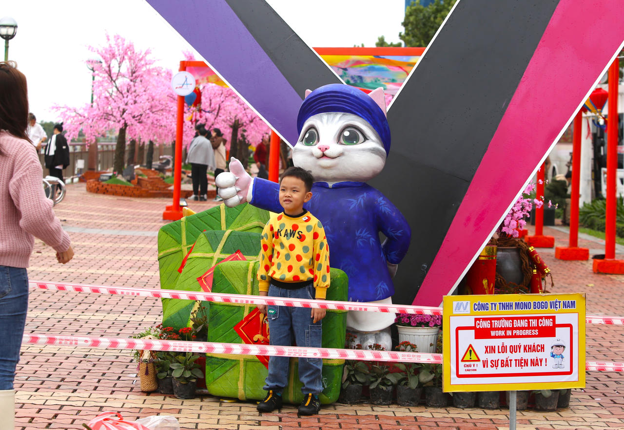 Muôn vẻ ngộ nghĩnh của đàn linh vật mèo tại đường hoa Xuân Đà Nẵng