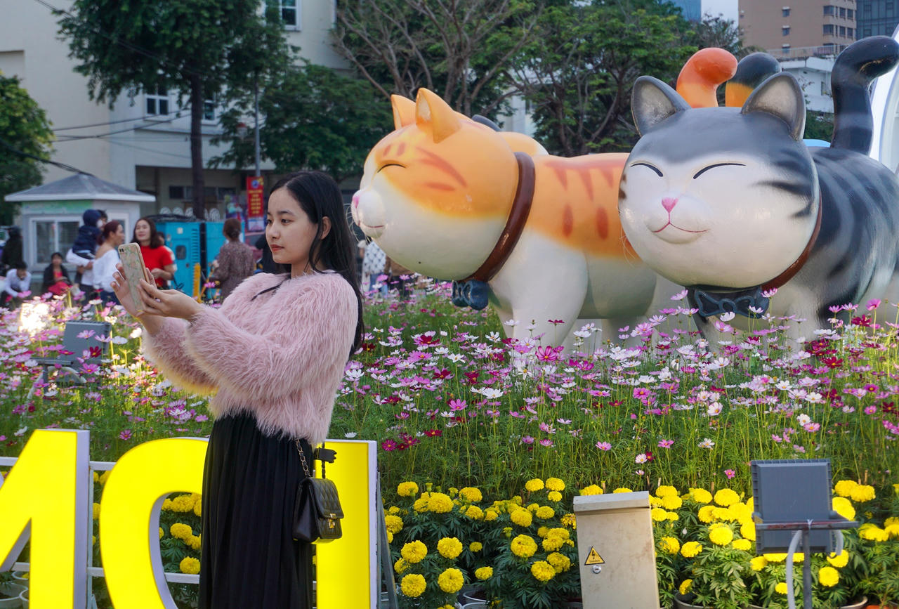 Dòng người đổ về check-in đường hoa Đà Nẵng ngày 30 Tết