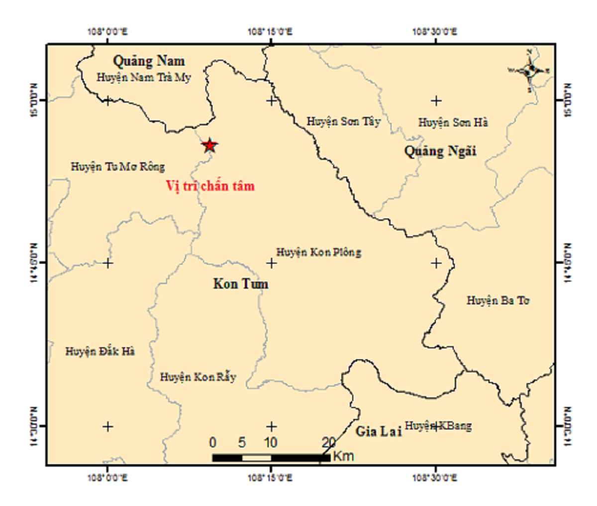 Liên tiếp xảy ra 3 trận động đất ở Quảng Nam, Kon Tum, người dân cảm nhận rung lắc
