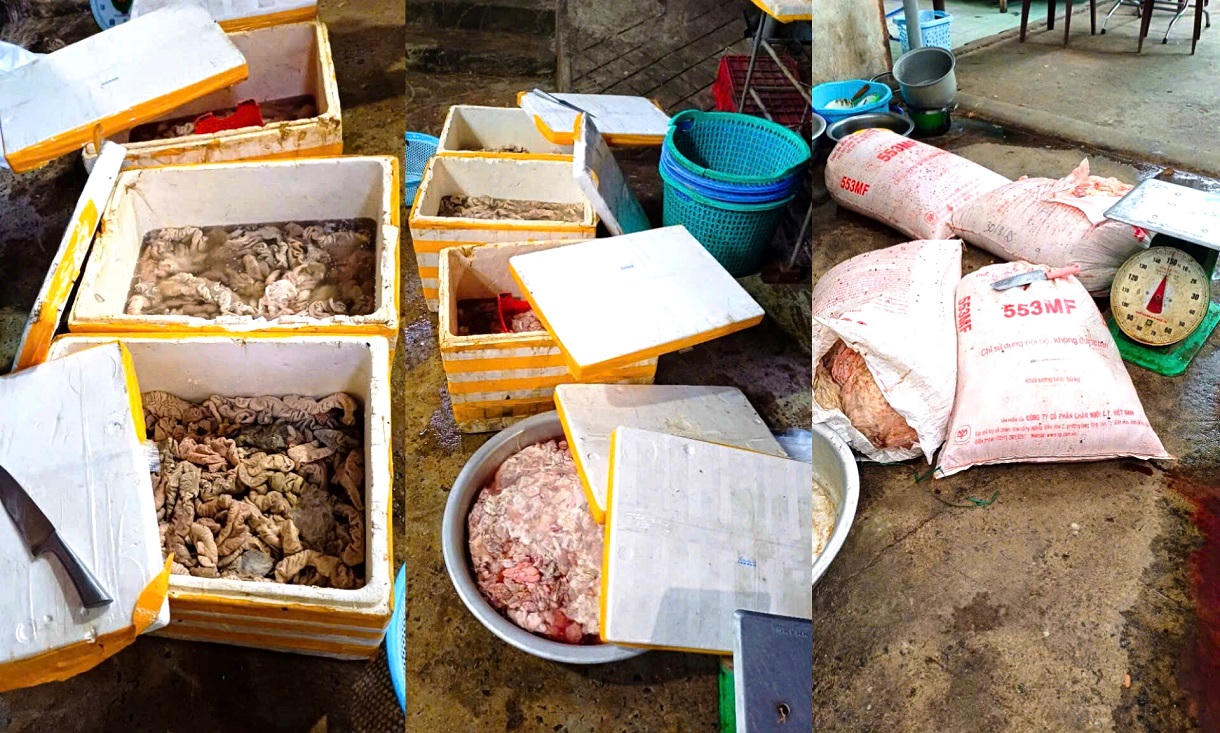 Cơ sở xả thải, bán 3,5 tấn mỡ và lòng bẩn bị xử phạt 126 triệu đồng