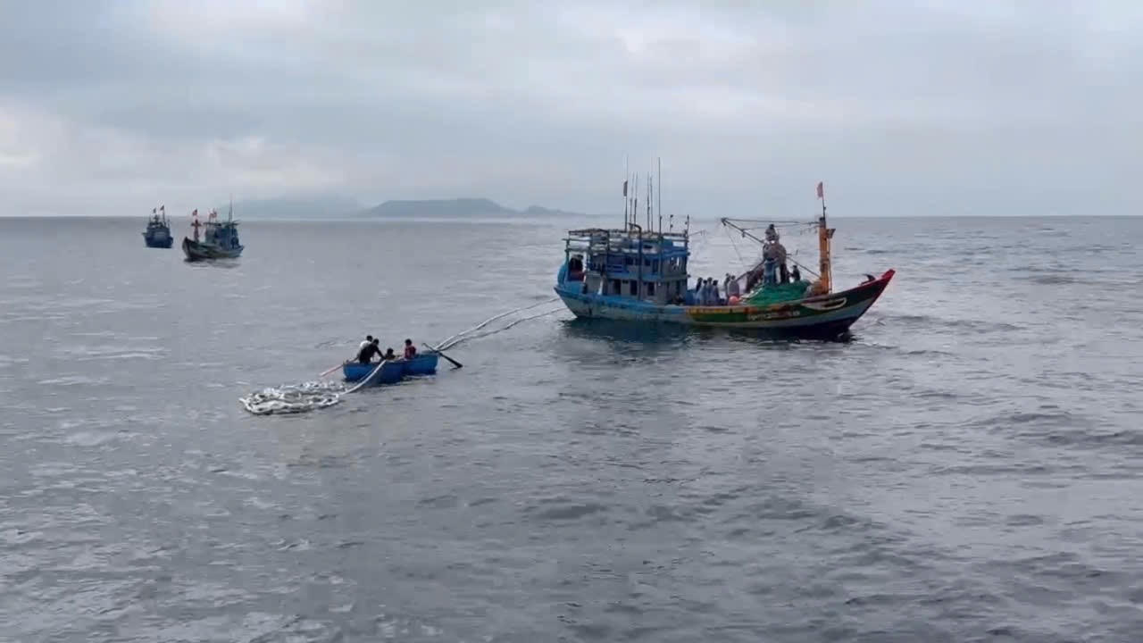 11 ngư dân thoát chết trong gang tấc khi tàu cá bị chìm ngoài khơi Lý Sơn
