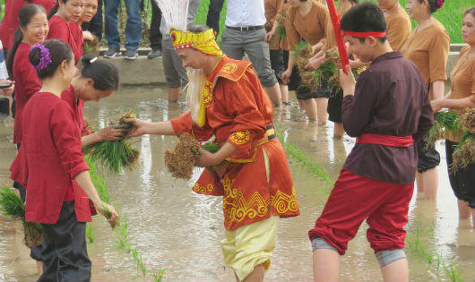 Phục dựng lễ hội Vua Hùng dạy dân cấy lúa