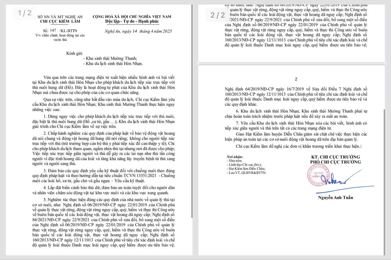  Cơ quan chức năng “tuýt còi” Khu du lịch để khách tham quan ôm ấp, vuốt ve hổ 