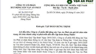Công ty Vạn An Phát gửi lời xin lỗi Tập đoàn Hưng Thịnh