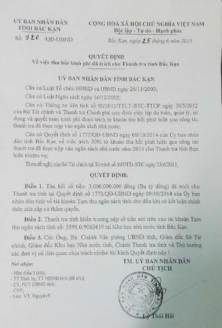 Bắc Kạn: Thanh tra tỉnh được trích thưởng  3 tỷ đồng từ tiền “tang vật”