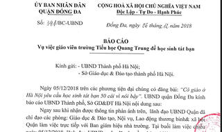 Lập đoàn thanh tra xác minh vụ nam sinh Hà Nội bị phạt tát 50 cái