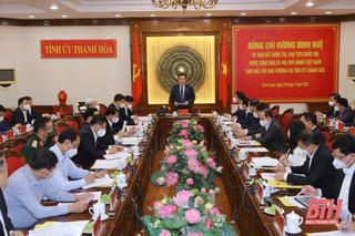 Chủ tịch Quốc hội Vương Đình Huệ làm việc với Ban Thường vụ Tỉnh ủy Thanh Hóa
