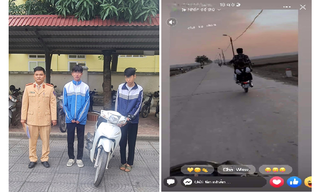 2 thiếu niên mặc đồng phục cấp 3 bốc đầu xe máy thách thức cơ quan chức năng 
