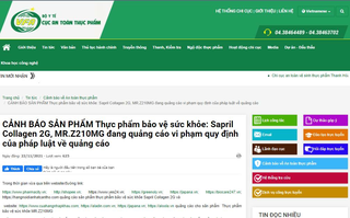 Bộ Y tế cảnh báo sản phẩm Sapril Collagen 2G và MR.Z210MG quảng cáo quá đà