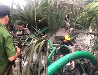 Bị phát hiện hút cát lậu, cát tặc nhấn chìm ghe bỏ trốn