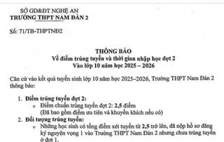 Nghệ An: Một thí sinh đỗ lớp 10 với 2,5 điểm trong đợt tuyển sinh bổ sung