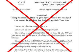 Bộ Y tế cảnh báo về văn bản giả mạo liên quan chức năng, nhiệm vụ của Trạm Y tế xã, phường