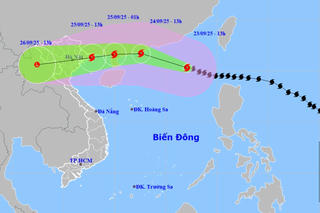 Ngày 25/9, tâm bão số 9 sẽ đi vào đất liền nước ta