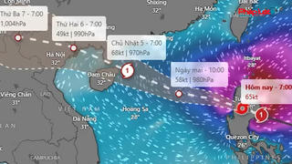 Bão Matmo đang vào vịnh Bắc Bộ, gây sóng lớn trên biển