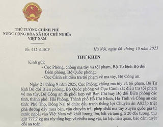 Thủ tướng Phạm Minh Chính gửi thư khen lực lượng triệt phá đường dây 777,7 kg ma túy xuyên quốc gia