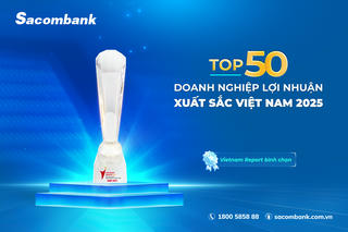 Sacombank thuộc top 50 doanh nghiệp lợi nhuận xuất sắc Việt Nam 2025
