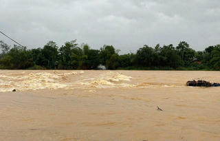 Mưa lớn dồn dập, lũ các sông ở Quảng Ngãi lên nhanh 