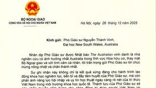 Bộ Ngoại giao chúc mừng Phó Giáo sư người VIệt được vinh danh là nhà nghiên cứu có ảnh hưởng nhất Australia
