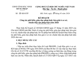 Bắc Ninh ban hành Kế hoạch công tác phổ biến, giáo dục pháp luật, hòa giải ở cơ sở năm 2026