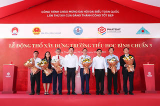 Động thổ xây dựng trường học đạt chuẩn quốc gia do doanh nghiệp tài trợ tại phường Thuận Giao