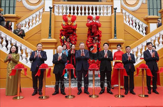 Tổng Bí thư Tô Lâm, Chủ tịch nước Lương Cường dự khánh thành công trình Trụ sở làm việc Cơ quan Chủ tịch nước