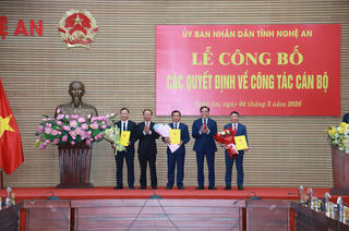 Nghệ An công bố quyết định bổ nhiệm lãnh đạo Ban Quản lý KKT Đông Nam và 2 Ban QLDA cấp tỉnh