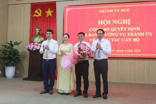 Huế điều động Phó Chủ tịch Thường trực UBND thành phố làm Bí thư phường