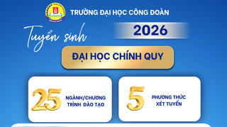 Năm 2026, Trường Đại học Công đoàn tuyển sinh 25 ngành/chương trình đào tạo, 5 phương thức xét tuyển