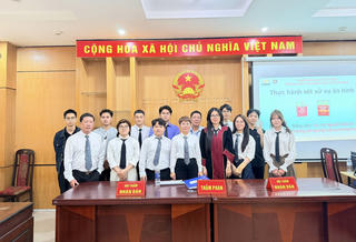 Sinh viên ngành Luật – Trường Đại học Thành Đô rèn luyện kỹ năng xử lý tình huống trong phiên tòa giả định