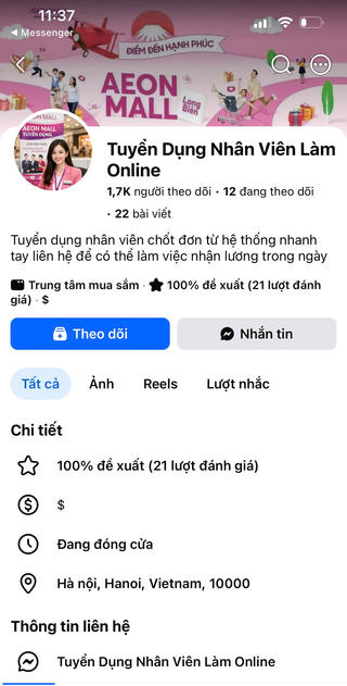 Cảnh giác với 'chiêu' mạo danh AEON Việt Nam tuyển dụng online để thu phí 