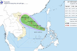 Vùng áp thấp trên khu vực giữa Biển Đông đã mạnh lên thành áp thấp nhiệt đới