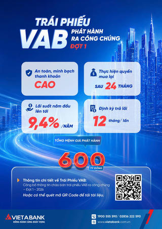 Ngân hàng TMCP Việt Á (VAB) công bố thông tin về việc phát hành trái phiếu ra công chúng năm 2026 – Đợt 1