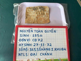 Phát hiện di vật mang tên liệt sĩ Nguyễn Toàn Quyền 